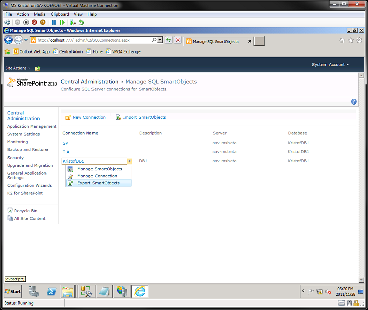 Export SQL SmartObject